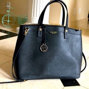 Henri bendel black leather structured bag